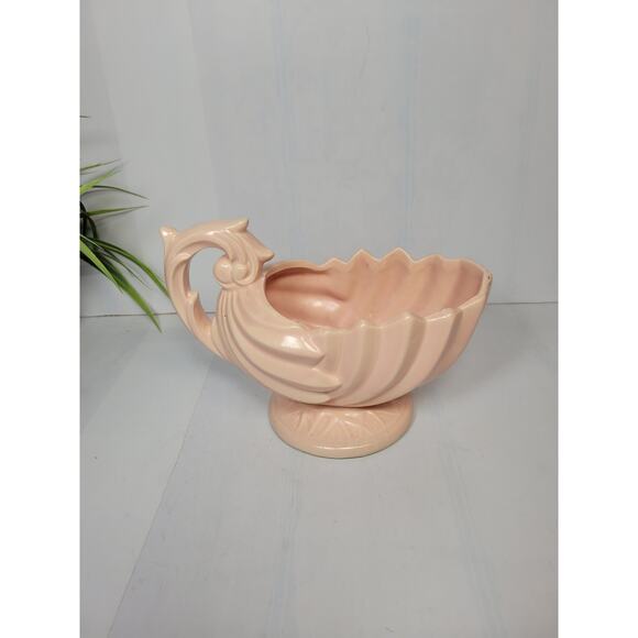 Vintage McCoy Pink Pottery Shell Planter - Picture 2 of 5